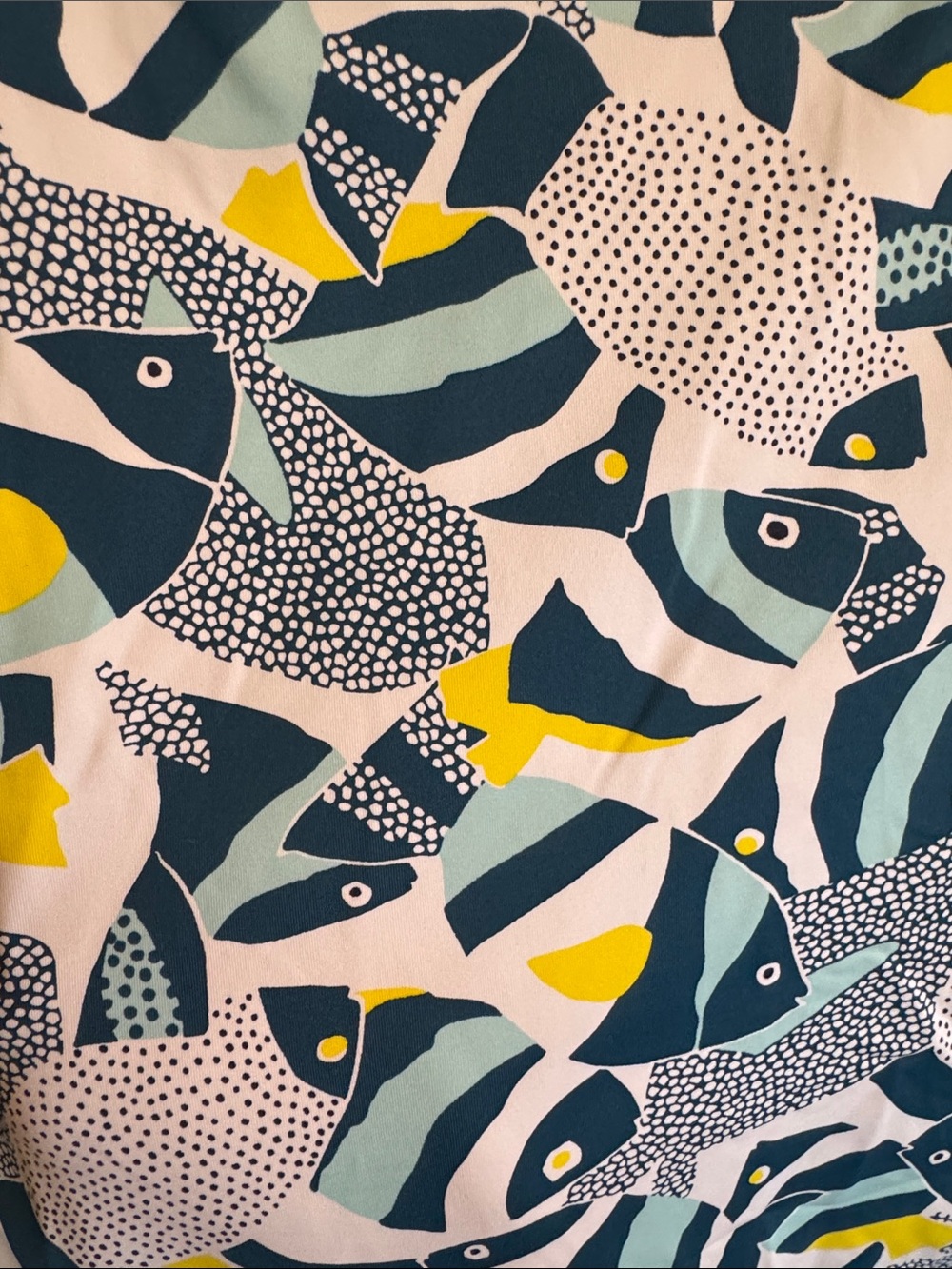 Lands' End Sleeveless Fish-Pattern Swim Tank in Teal, Navy & Yellow - Picture 3 of 4